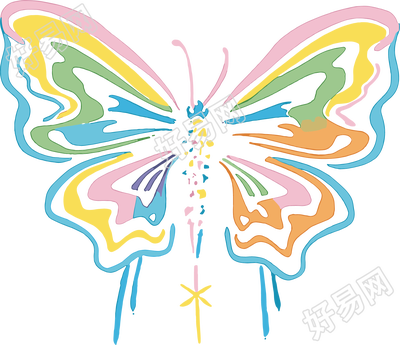 线条蝴蝶复古插画
