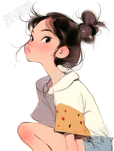 可爱小女孩插画素材