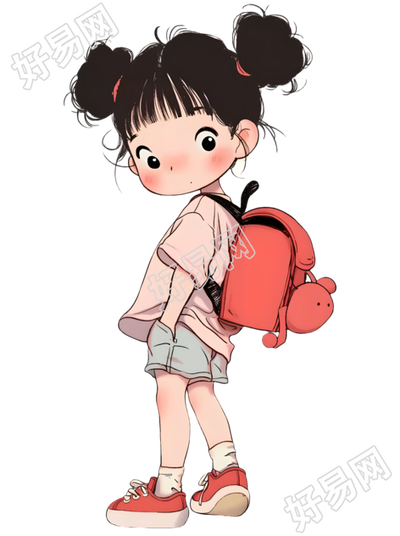 可爱小女孩透明背景元素