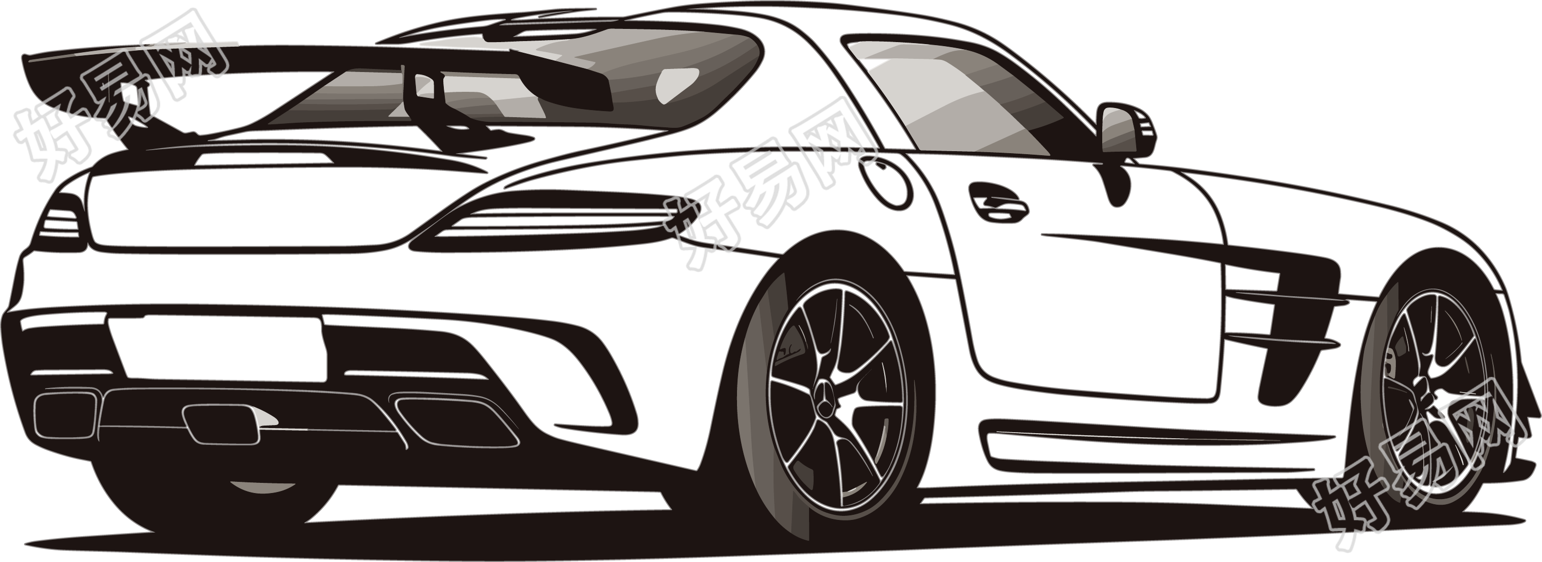 线条汽车矢量插画