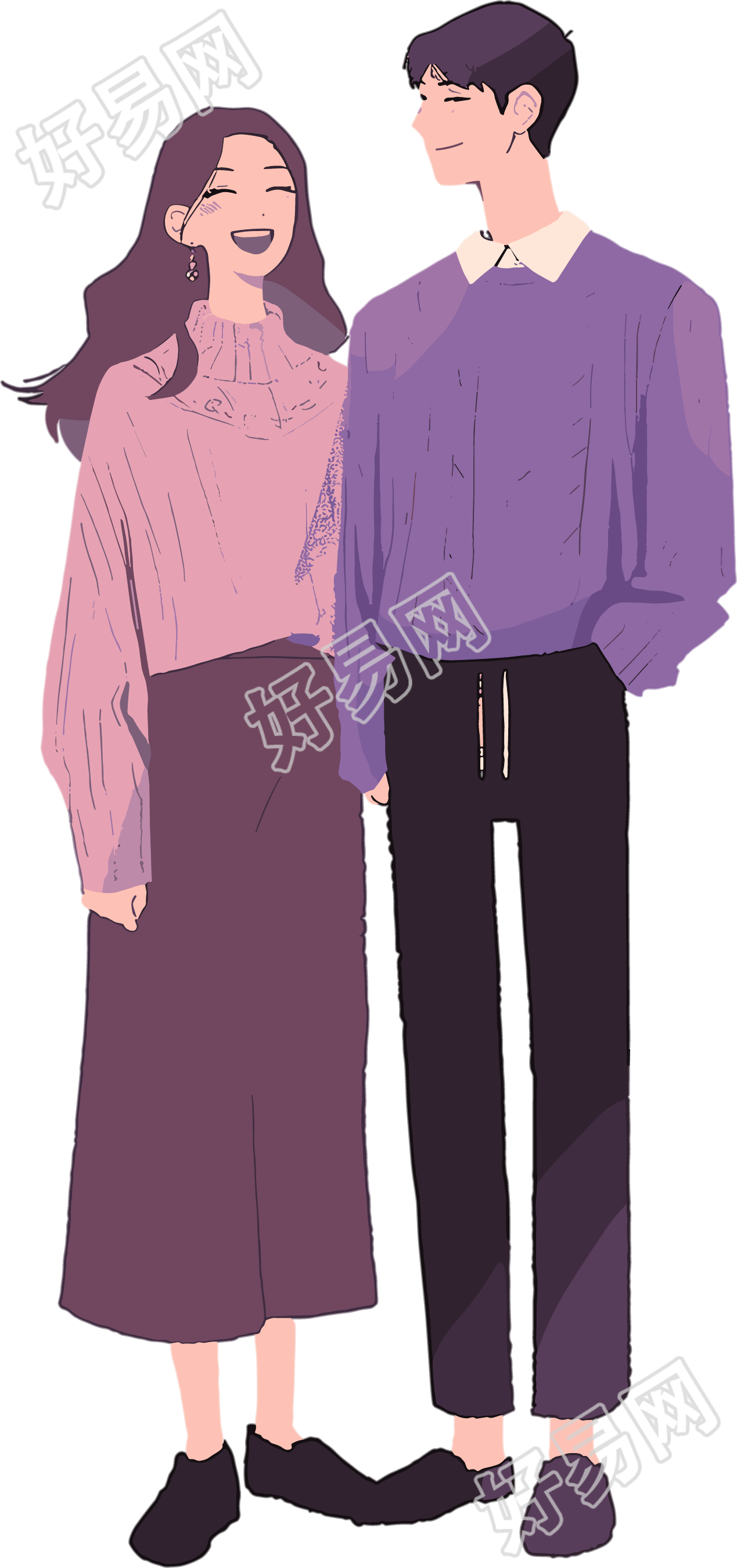 恋爱情侣插画