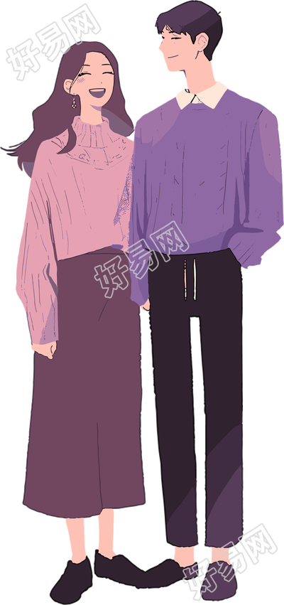 恋爱情侣插画