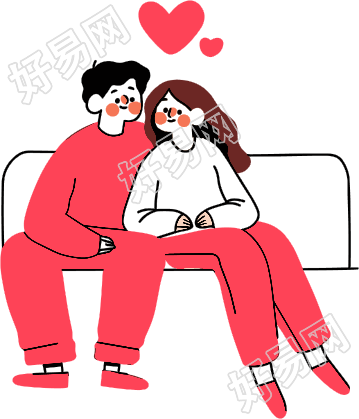 恋爱情侣卡通插画