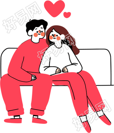 恋爱情侣卡通插画