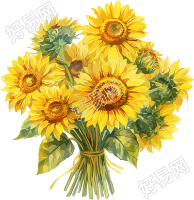 向日葵花束儿童插画