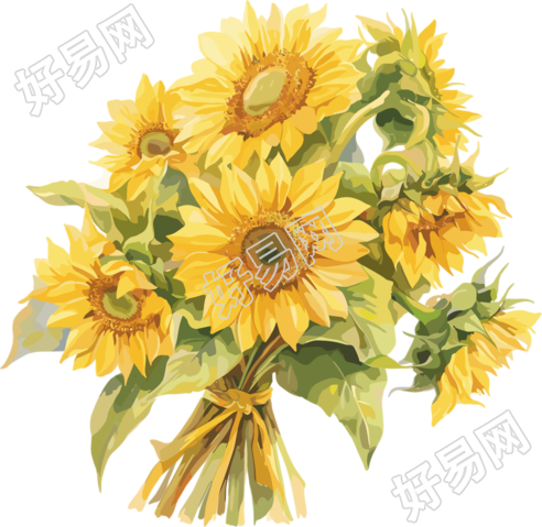 向日葵花束简约插画