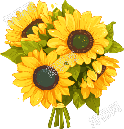 向日葵花束插画素材