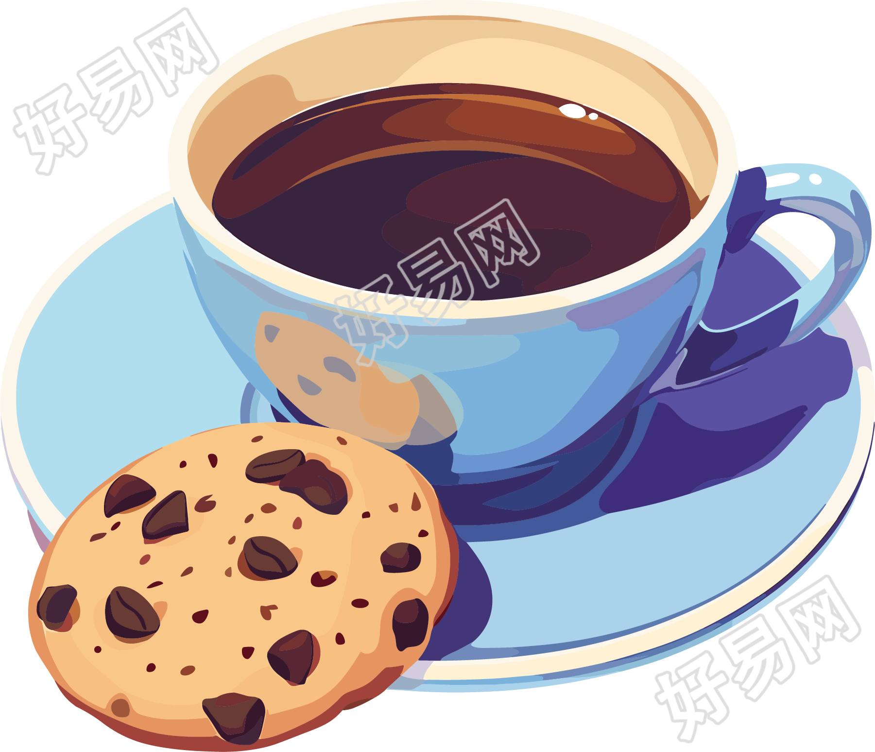 黑咖啡创意插图素材