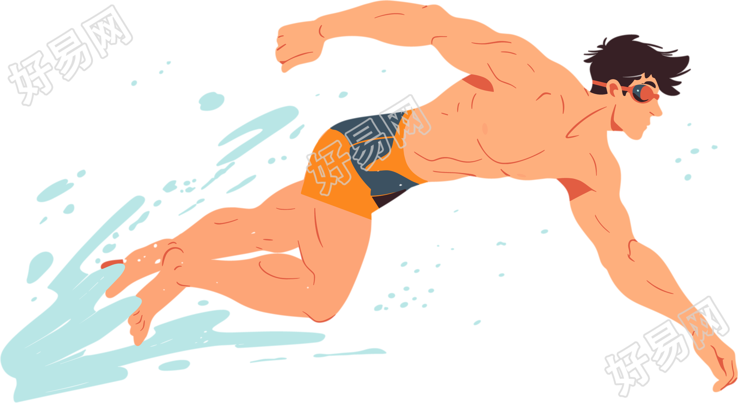 游泳比赛选手插画