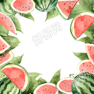 西瓜边框插画