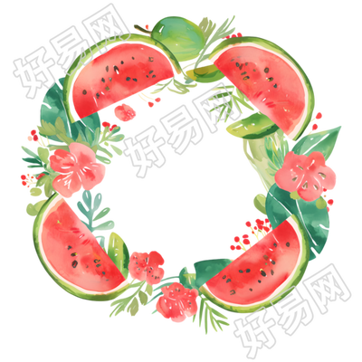 西瓜边框透明背景插画