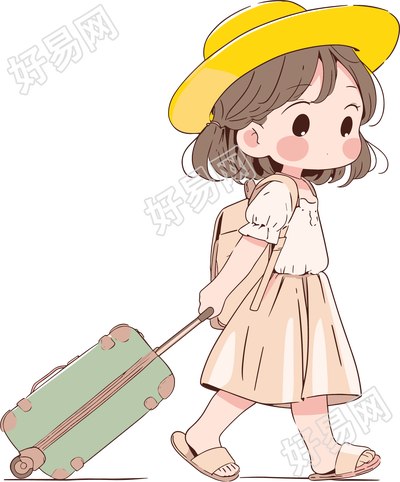 小学生旅游卡通插画