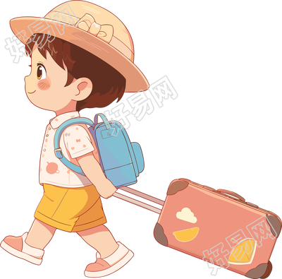 小学生旅游可商用插画
