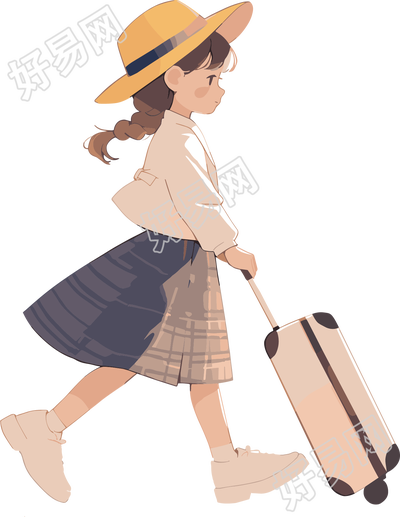小学生旅游可爱插画