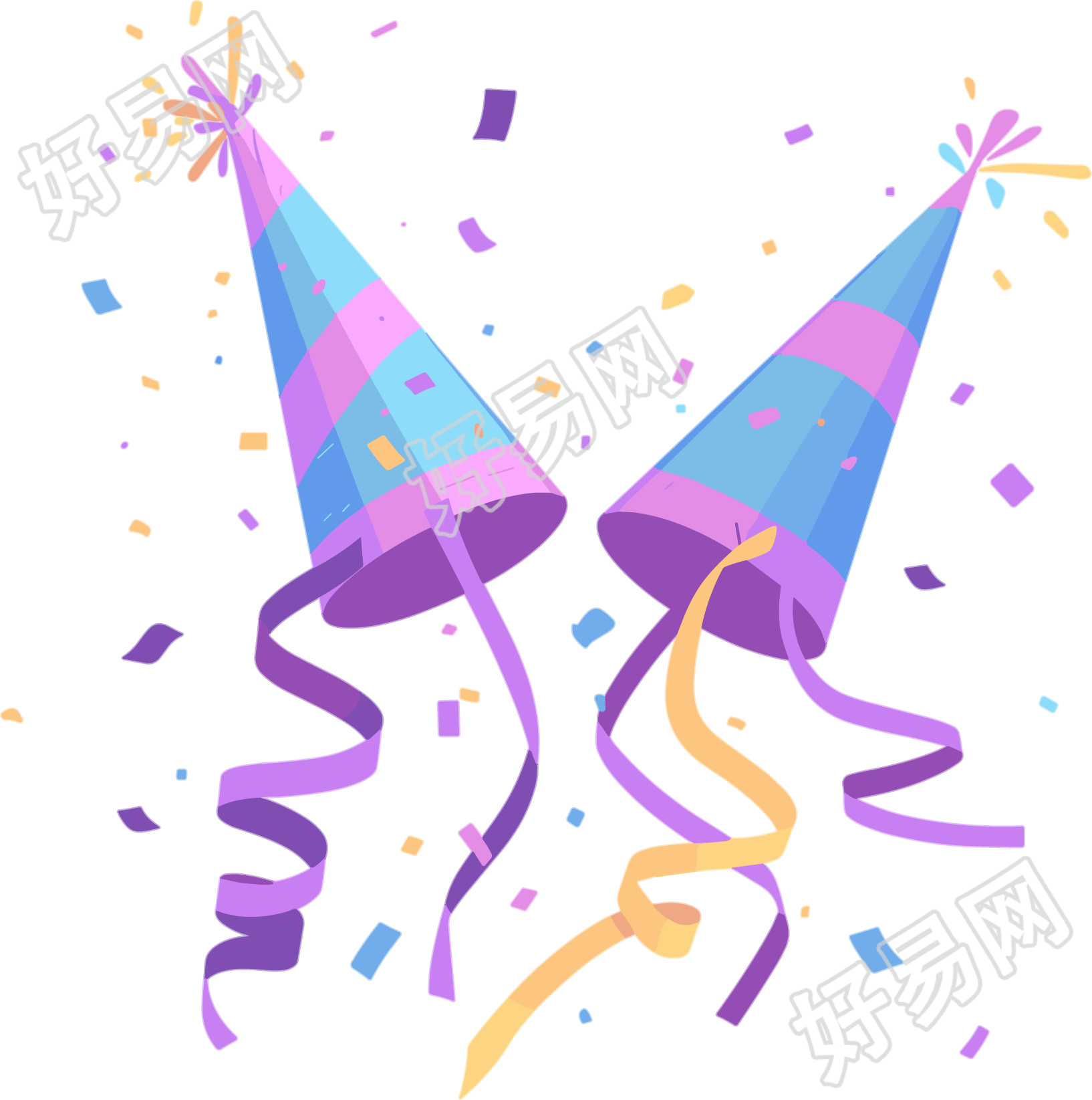 生日派对生日礼花插画
