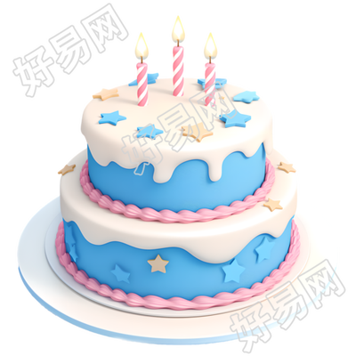 3D生日蛋糕矢量插图