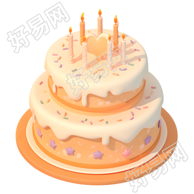 3D生日蛋糕卡通插画