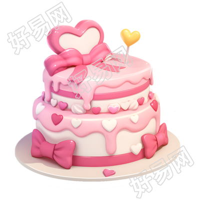 3D生日蛋糕可爱插图