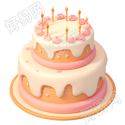 3D生日蛋糕漫画风素材