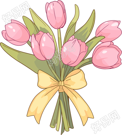 粉色郁金香花束素材