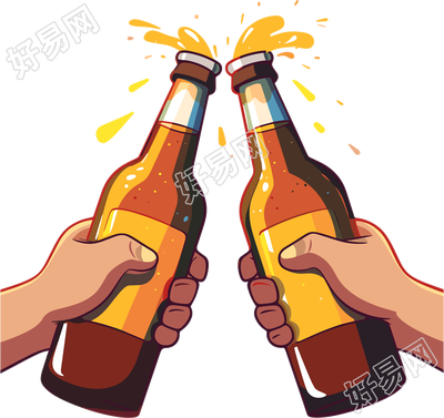 啤酒瓶对撞插画