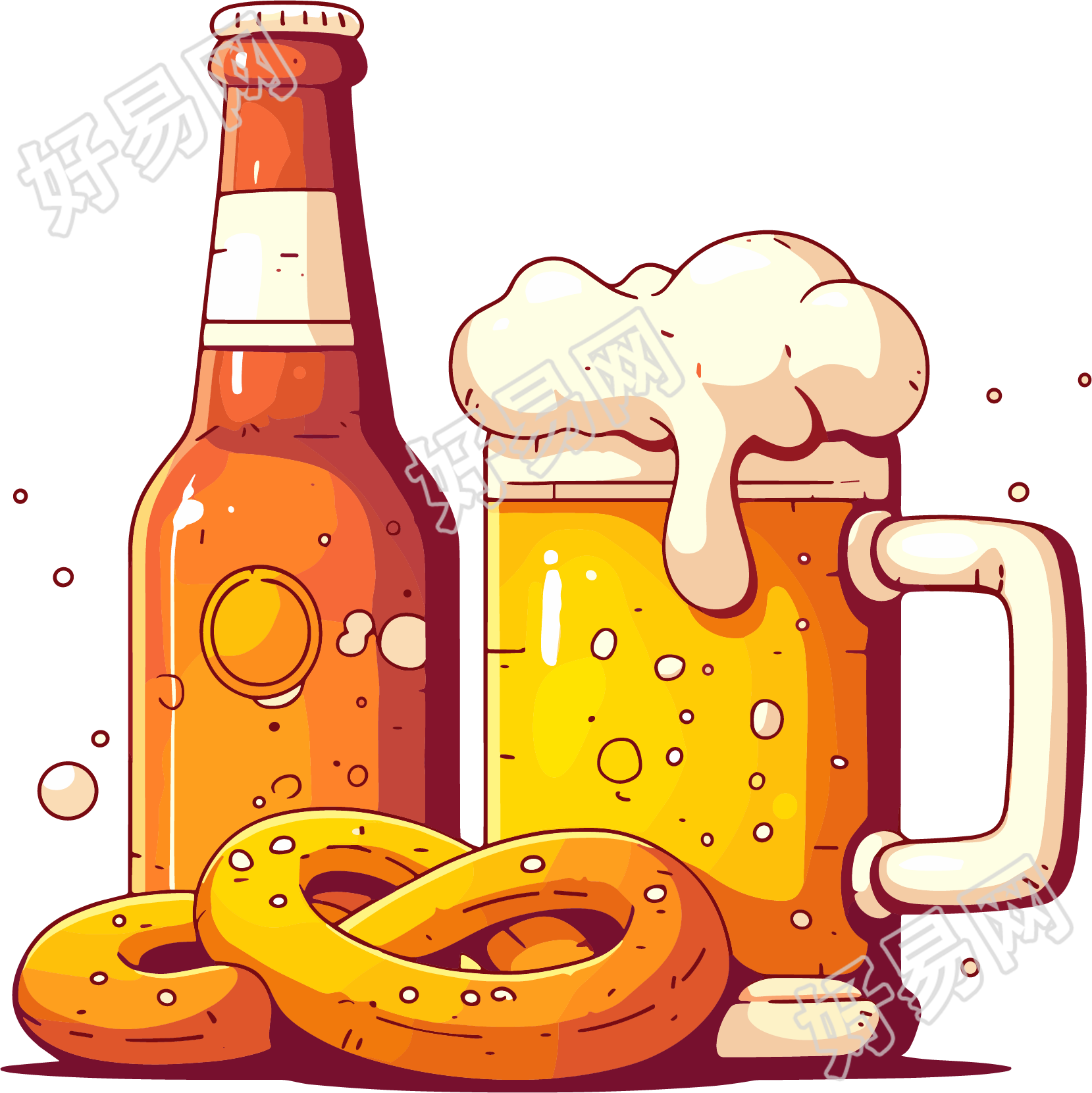 啤酒节啤酒卡通插图