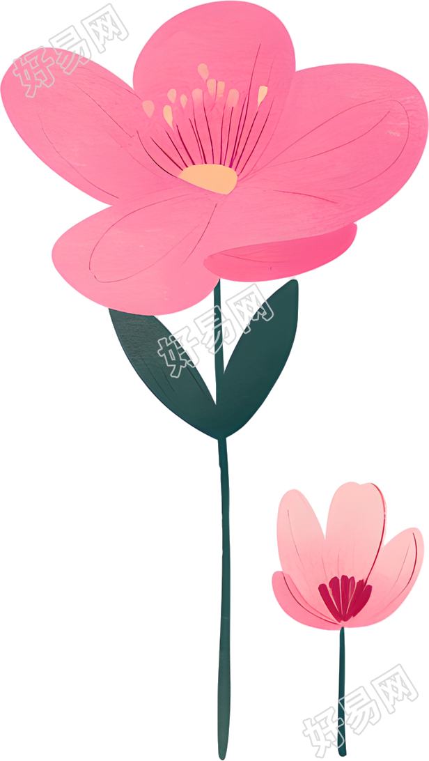 粉色小花水彩元素