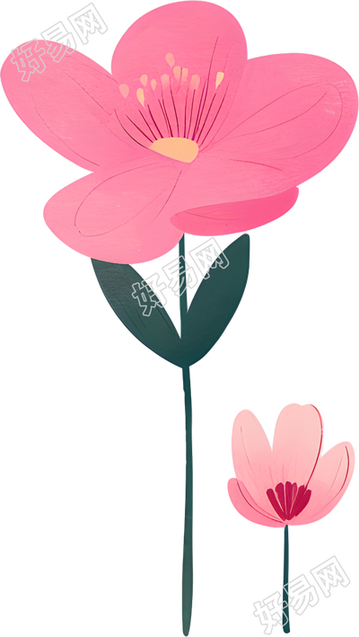粉色小花水彩元素