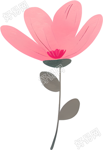 粉色小花水彩素材
