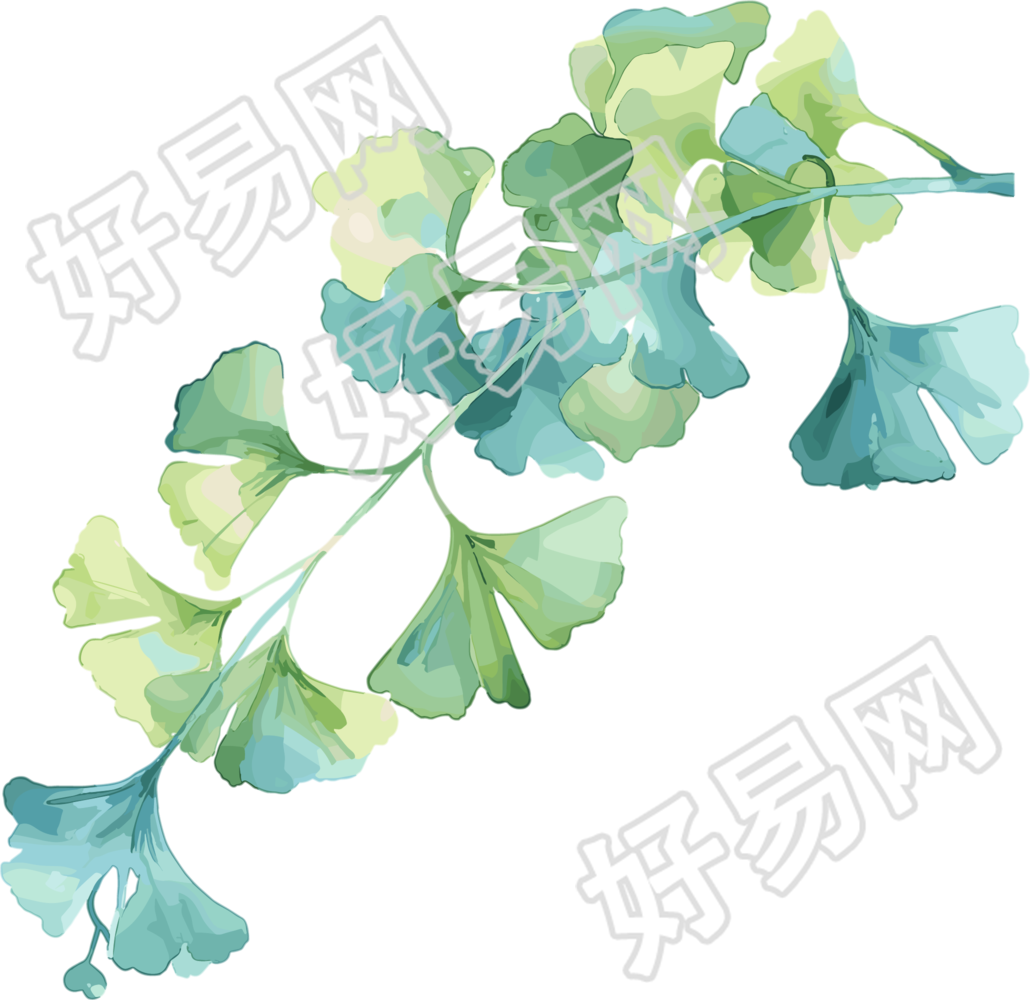 水彩银杏叶创意插画