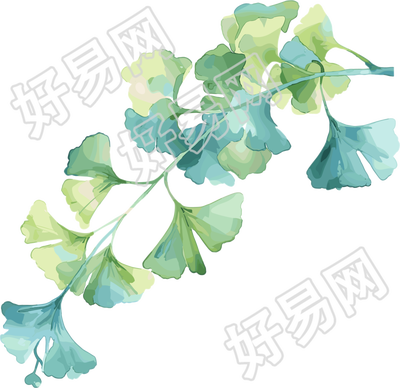 水彩银杏叶创意插画