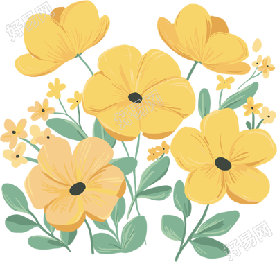 黄色小花水彩插图
