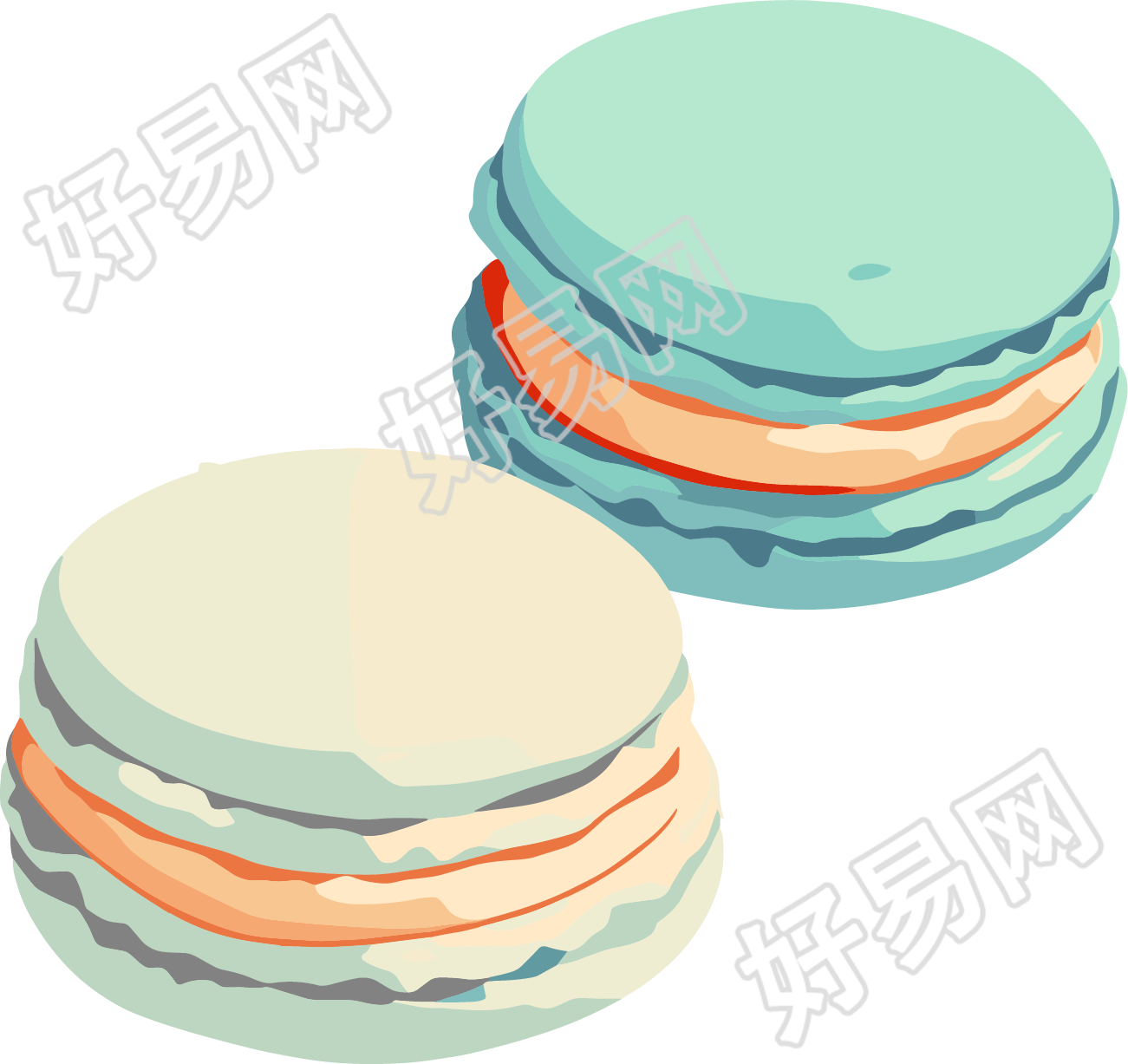 水彩马卡龙素材