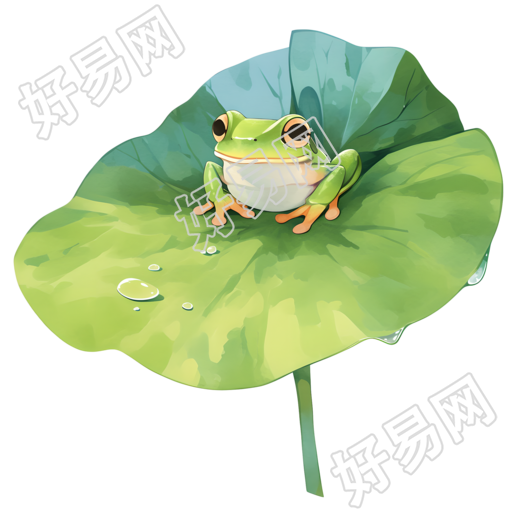 小青蛙荷叶露水素材