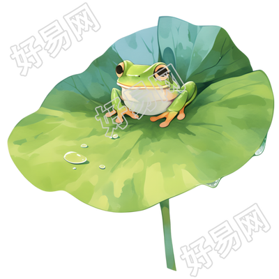 小青蛙荷叶露水素材