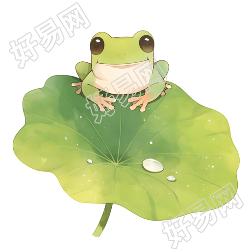 小青蛙荷叶露水插画