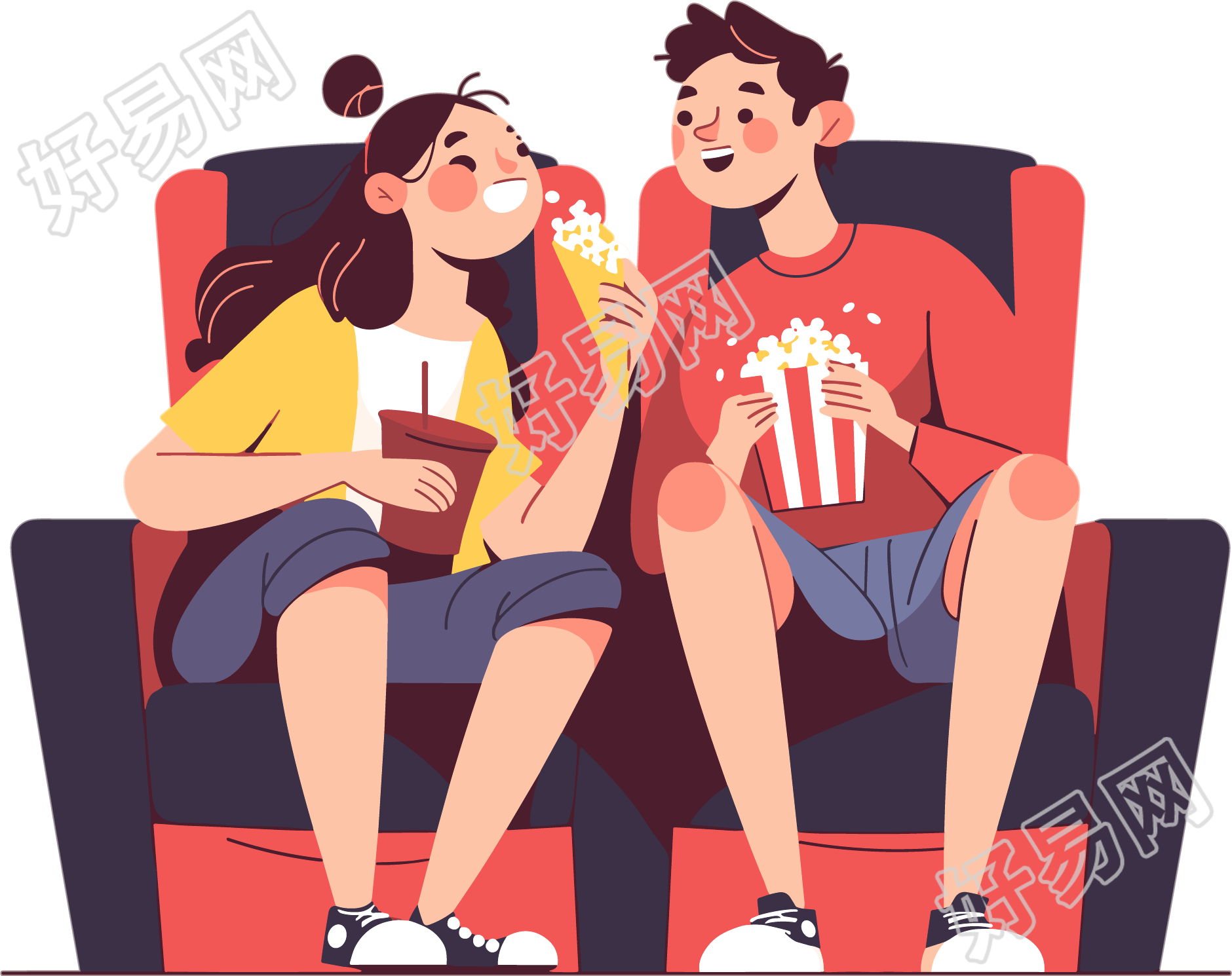 电影院看电影插画