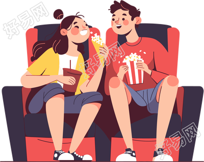 电影院看电影插画