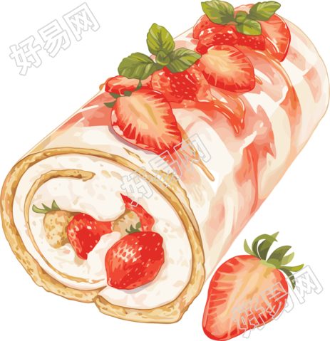 草莓卷插图素材