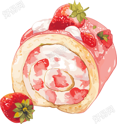 草莓卷插画设计元素