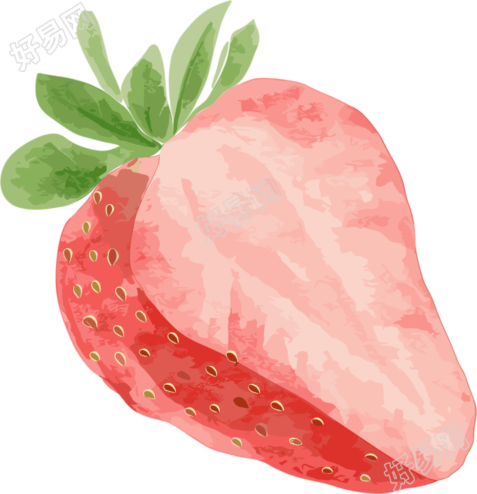 草莓水彩元素