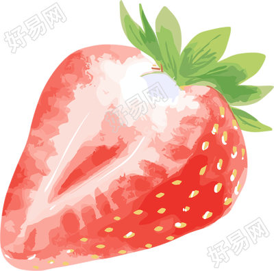 草莓水彩PNG图形素材