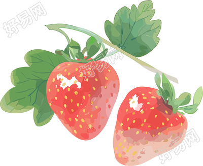 草莓水彩创意素材
