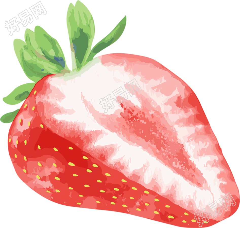草莓水彩PNG素材