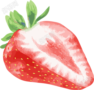 草莓水彩PNG素材