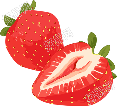 草莓水彩可商用插画
