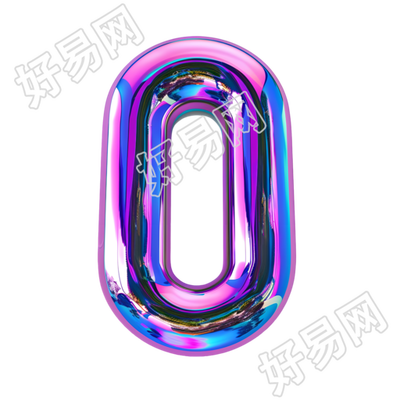 蓝紫色数字0元素