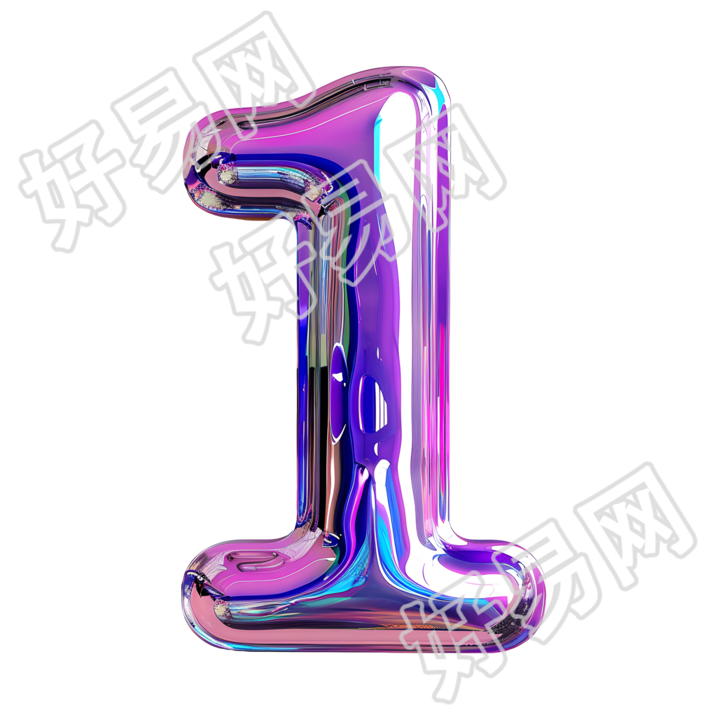 蓝紫色数字1插画