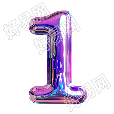 蓝紫色数字1插画