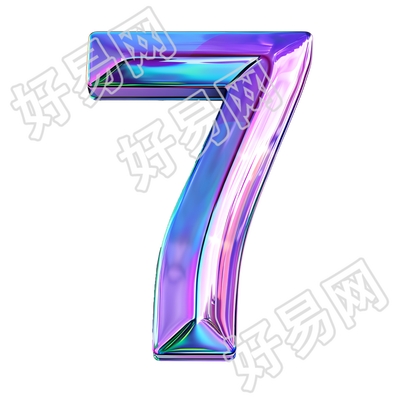 蓝紫色数字7元素